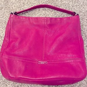 Coach Park Pebble Leather Hobo in Magenta;  23293
